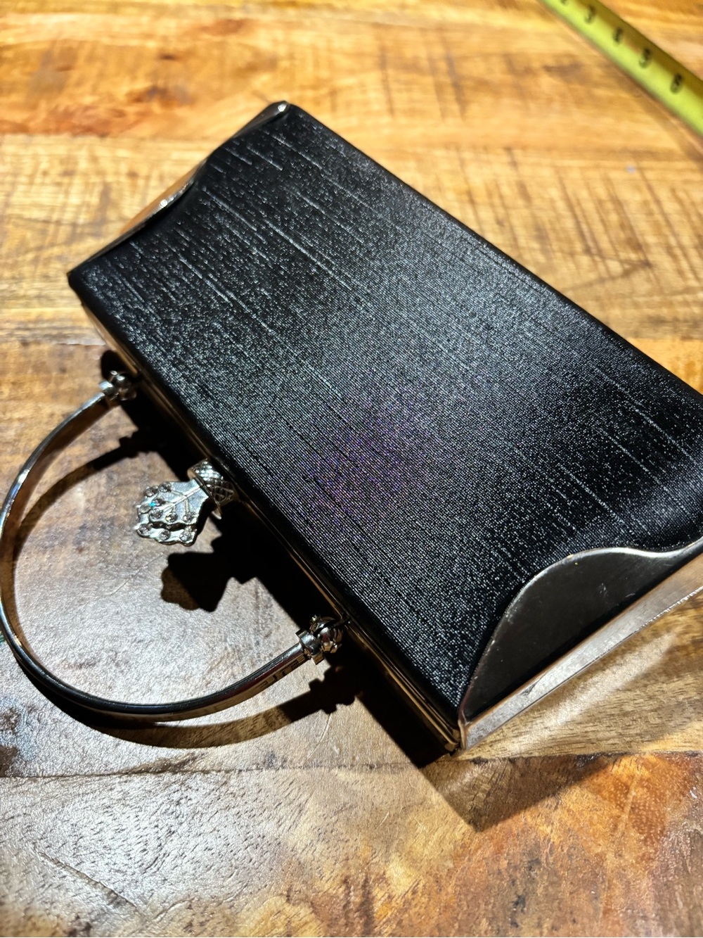 Black Metallic Accent Evening Clutch Handbag